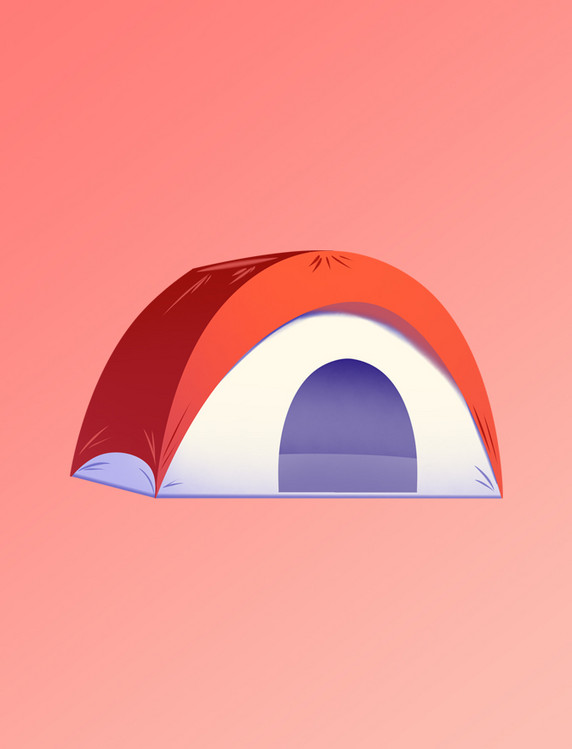 户外野营野餐帐篷圆形红色元素