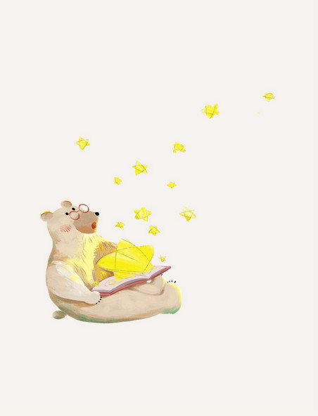 熊看书星星童话儿童元素