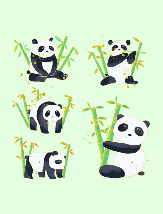 中国风国潮竹子熊猫