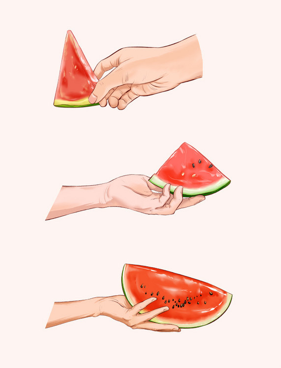 夏日夏天夏季水果手拿西瓜解暑