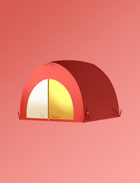 户外野营红色帐篷元素