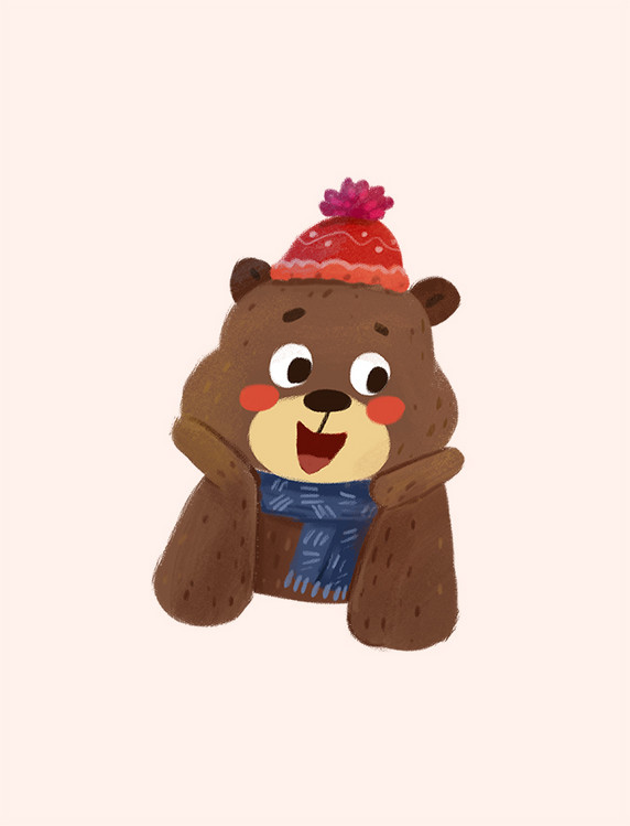 冬季棕色小熊卡通元素