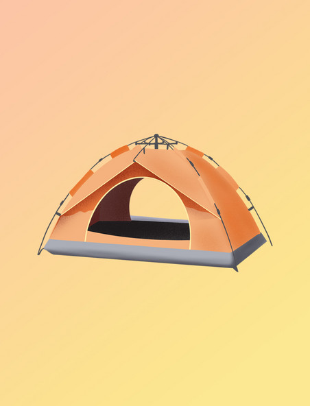 橙色时尚户外野营野餐帐篷元素