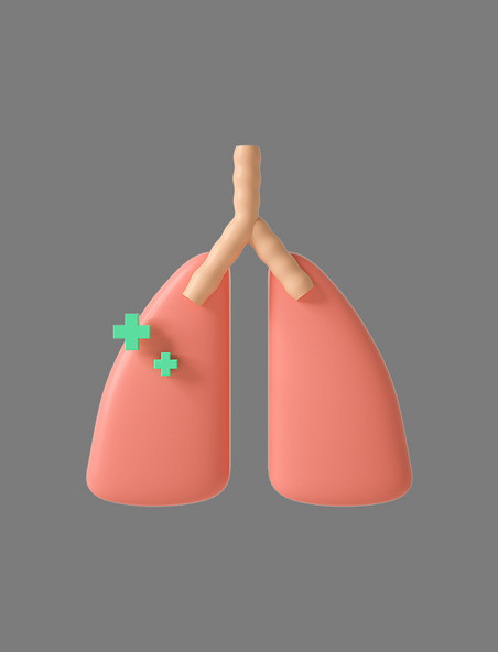 粉色C4D立体卡通肺部健康呼吸环保氧气氧吧呼吸健康