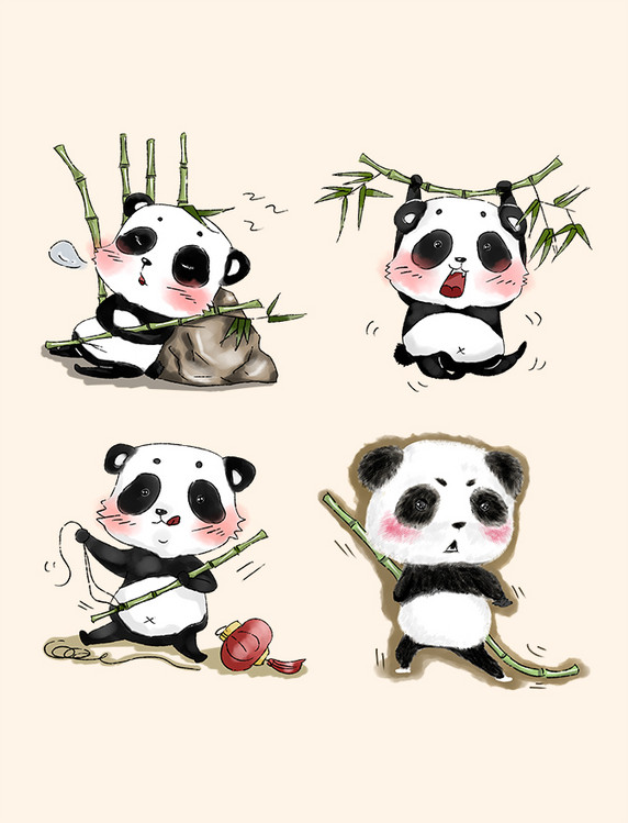可爱动物熊猫国宝卡通元素
