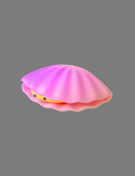 粉色C4D立体卡通海洋动物扇贝