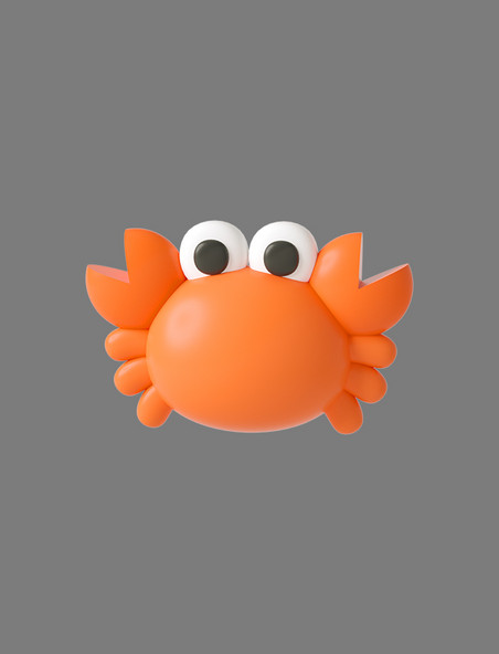 橙色C4D立体卡通海洋动物螃蟹