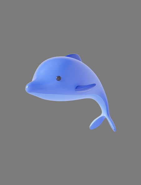 蓝色C4D立体卡通海洋动物海豚