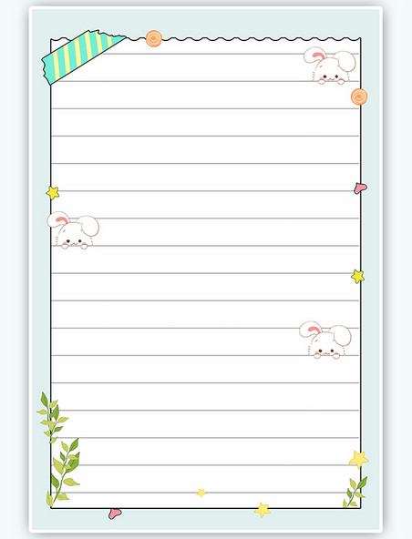 手账日记卡通可爱小白兔背景