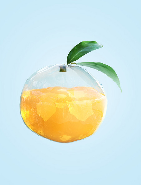 c4d夏日水果元素3D夏天透明果汁苹果