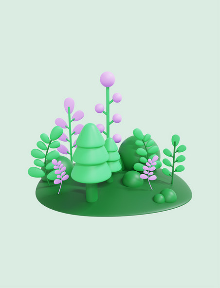 3D立体绿色树木景观