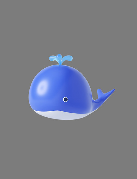蓝色C4D立体卡通海洋动物鲸鱼3D