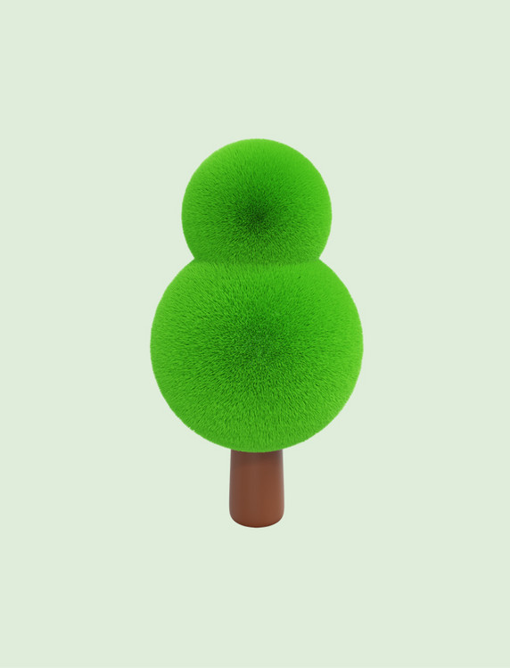 3D立体绿色毛绒树木