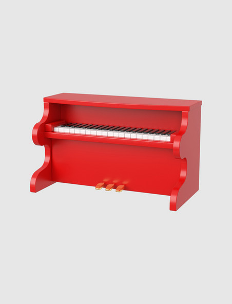 3DC4D立体红色钢琴