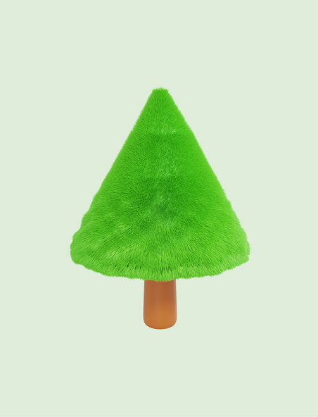 3D立体毛茸茸绿色树木