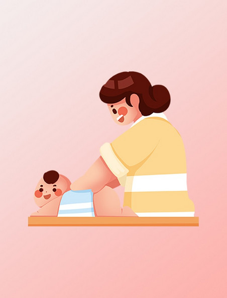 婴儿新生儿护理宝宝按摩抚摸扁平风插画元素