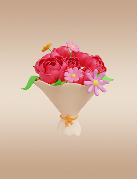 手绘3DC4D立体花束花卉