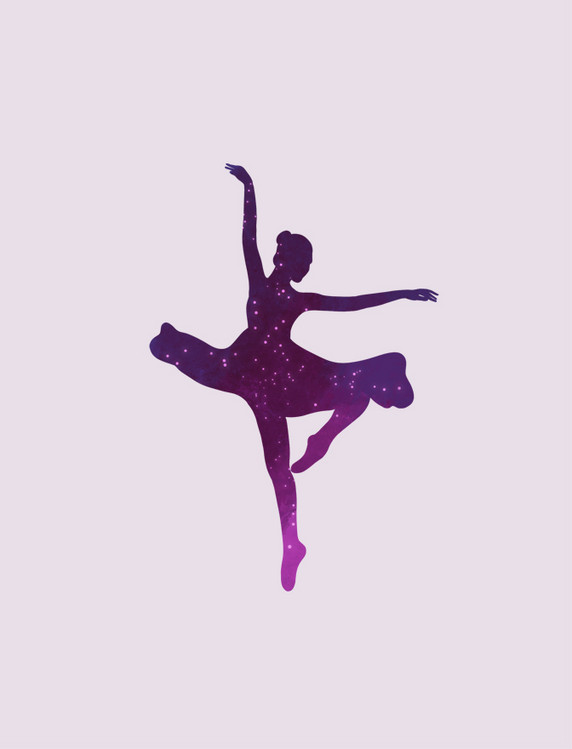 妇女节水彩紫色梦幻女性人物跳舞舞蹈剪影