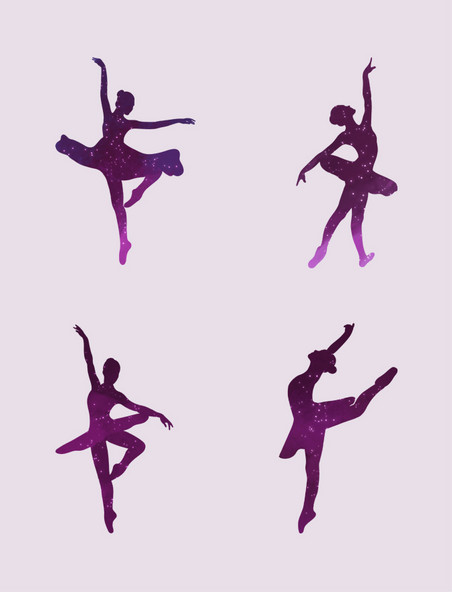妇女节水彩紫色梦幻女性人物舞蹈剪影