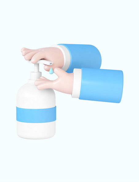 C4D立体蓝色3D洗手手势
