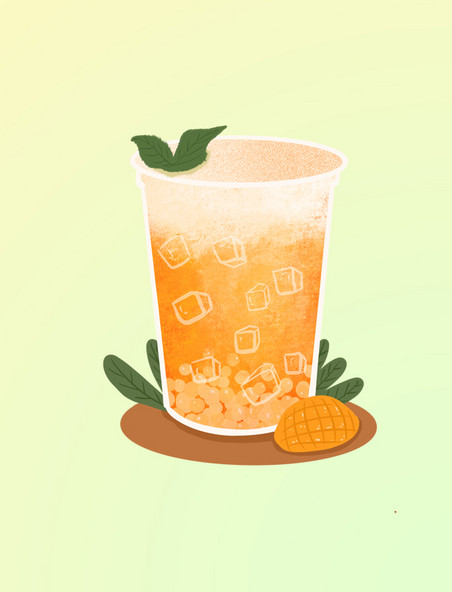 芒果奶茶夏季清爽元素