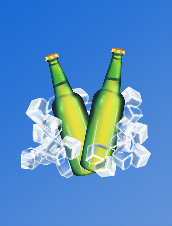 冰镇绿色啤酒酒水夏天
