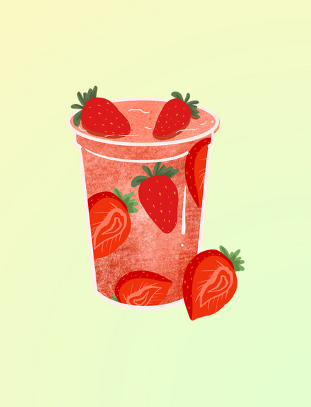 草莓水果奶茶元素