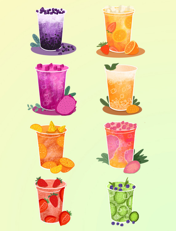 水果奶茶简约时尚元素