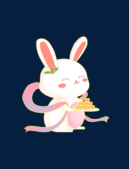 中秋节玉兔端月饼国风元素