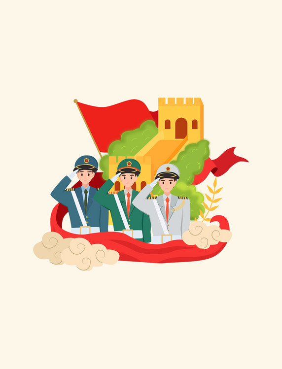 八一建军节长城海陆空三军