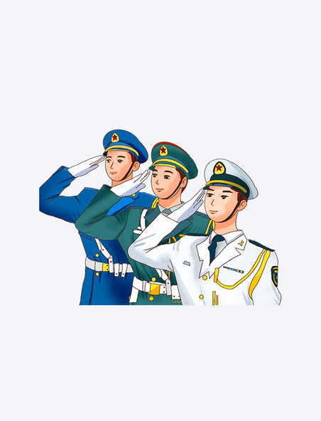 十一国庆节军人敬礼卡通元素