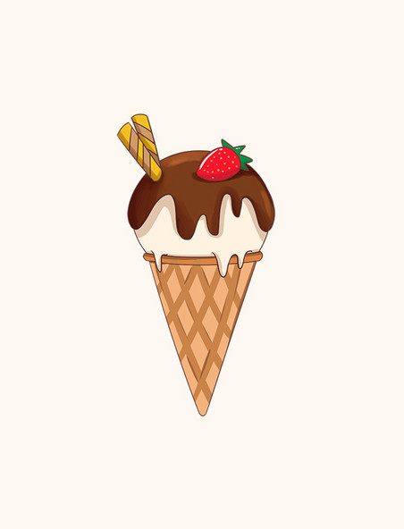 巧克力冰淇淋手绘卡通插画元素