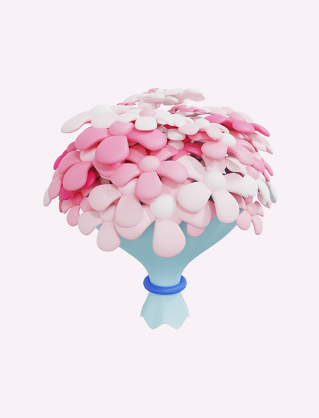 3D立体粉色小花花束