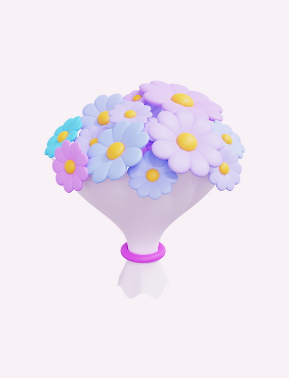3D立体紫色手捧花花束