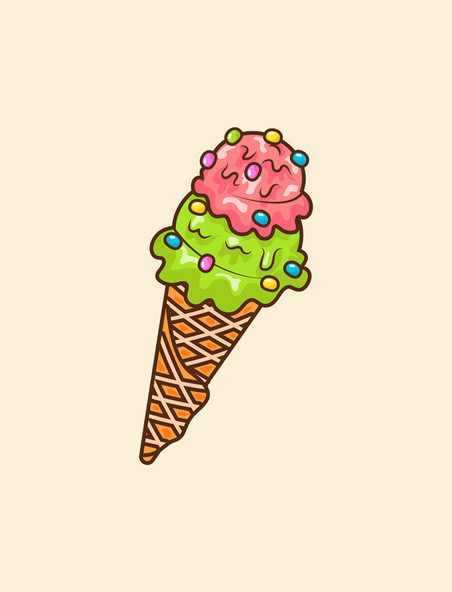 夏天美食冰淇淋水果奶油球蛋卷插