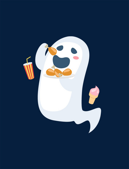 中元节鬼节贪吃鬼卡通元素