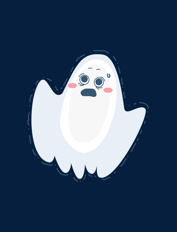 中元节鬼节胆小鬼魂害怕卡通元素