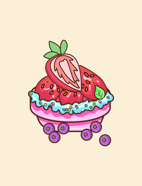夏天美食草莓冰淇淋清凉奶油甜点