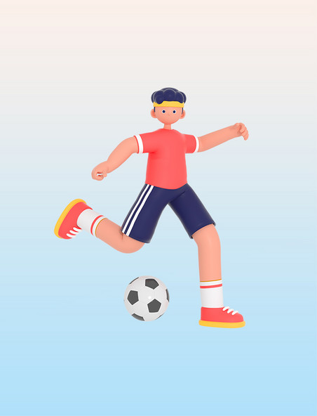 3D立体踢足球健身锻炼人物