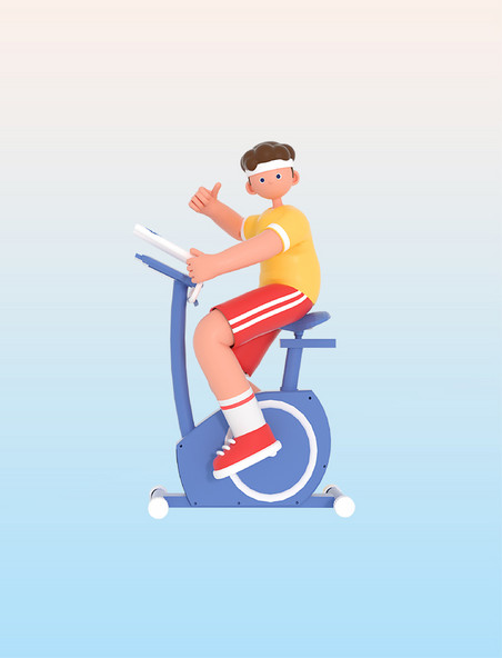 3D立体骑健身单车健身锻炼人物