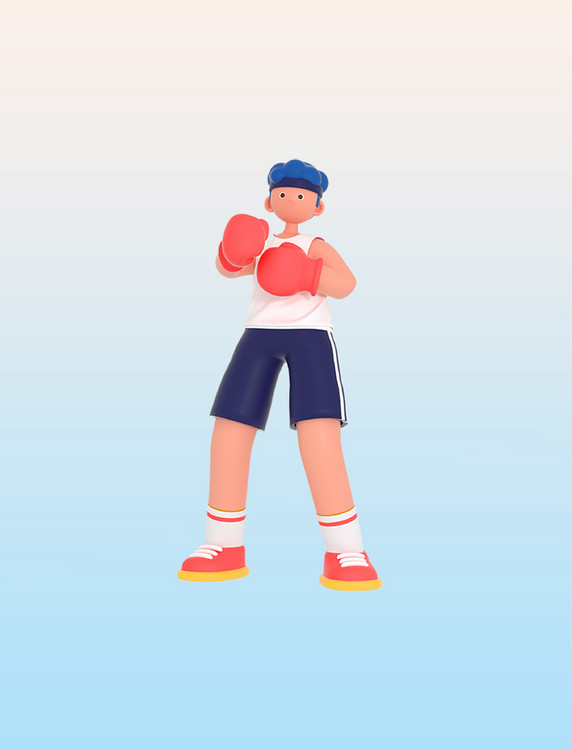 3D立体拳击健身锻炼人物