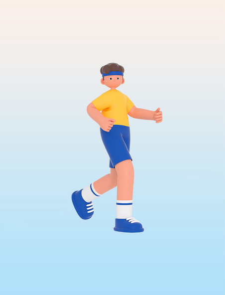 3D立体跑步男生健身锻炼人物