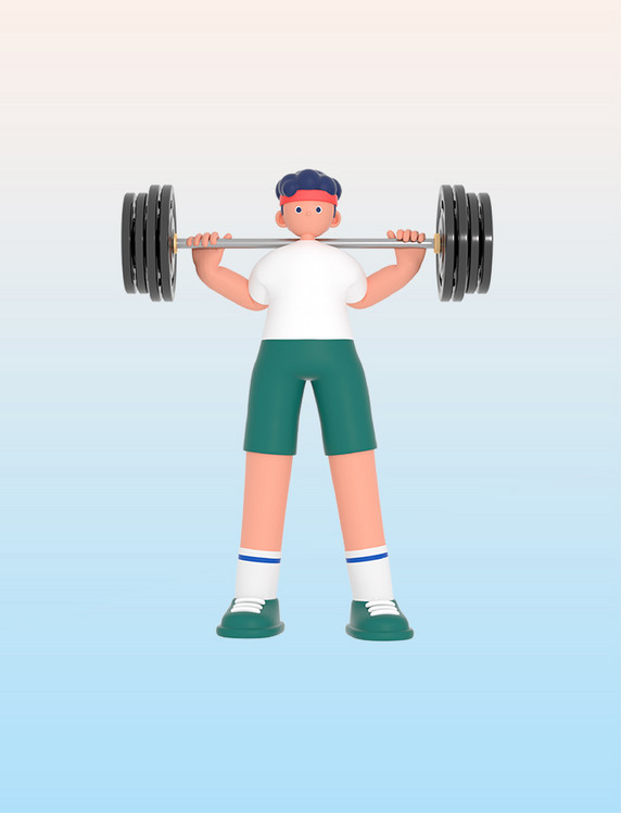 3D立体举重健身锻炼人物