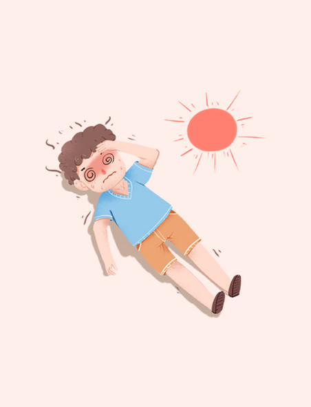 夏季炎热高温中暑躺倒青年