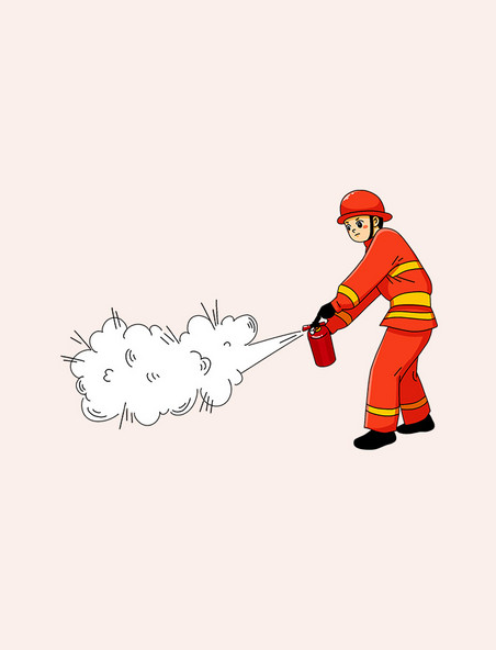 灭火器灭火使用科普安全教育消防员示范卡通元素
