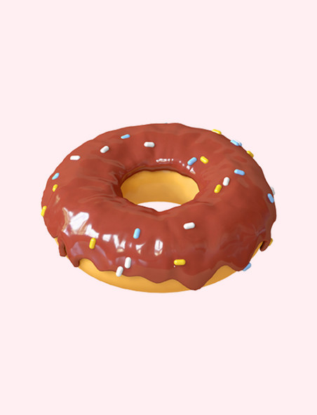 棕色卡通C4D立体食物甜甜圈