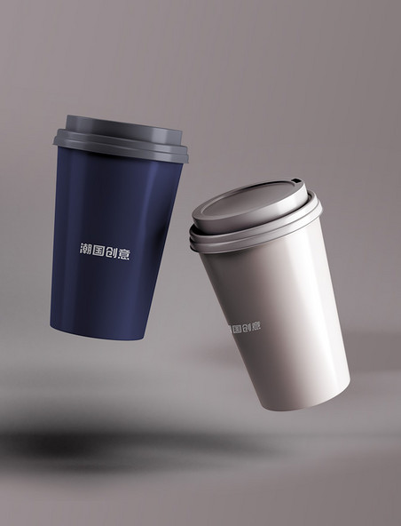 咖啡杯包装展示灰色高端大气样机