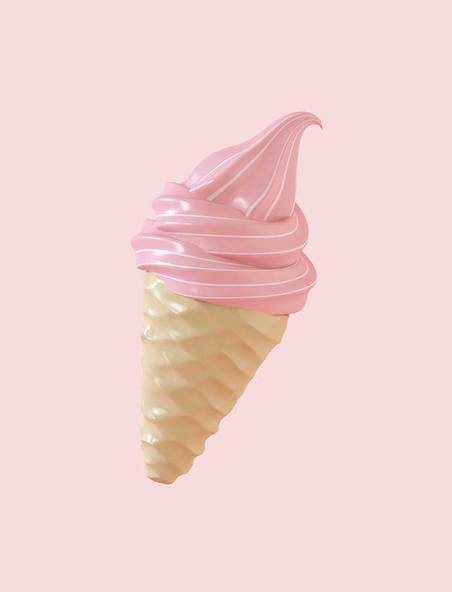 粉色卡通C4D立体食物冰淇凌冷饮