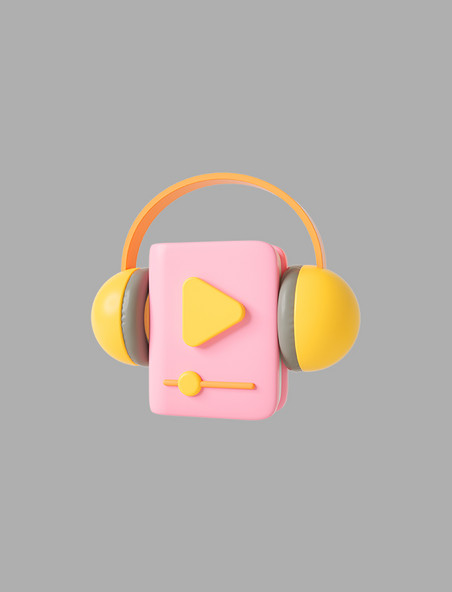 3D粉色C4D立体卡通听书音乐教育网课在线教育