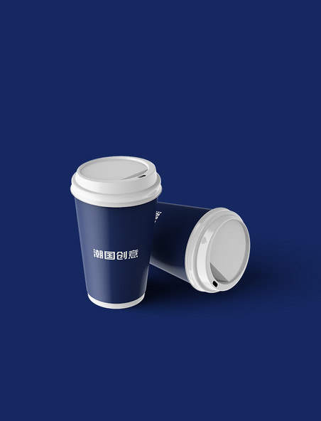 咖啡杯包装展示蓝色简洁个性样机